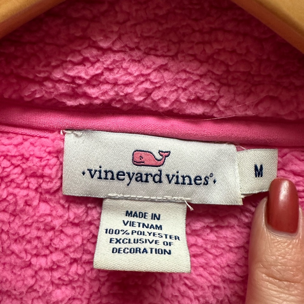 Vineyard Vines Half-Zip Fleece Pullover in Bright Pink women’s - Picture 3 of 5